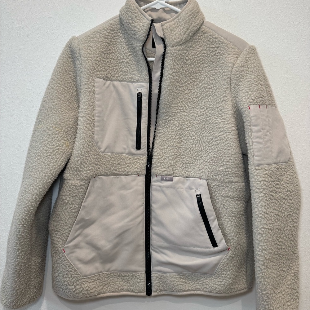 Figs On Shift Sherpa Jacket in Bone S